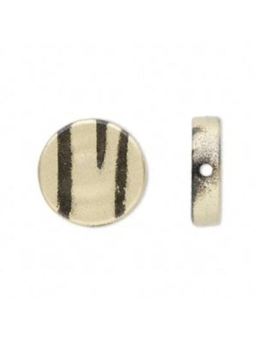 Vintage Gold Black Tiger Zebra Animal Print 18mm Round Coin Beads Acrylic 10 pcs